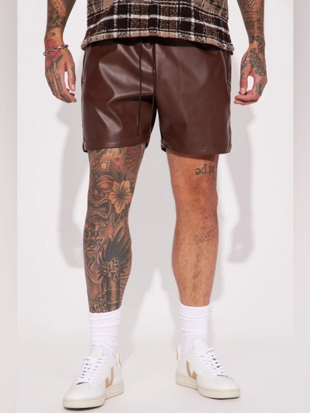 Slam Dunk Faux Leather Shorts - Chocolate
